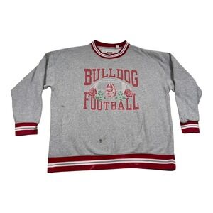 Georgia Bulldog Football Sweatshirt Mens Small Gray Red Graphic Crewneck Retro